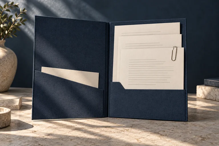An open case folder with neatly organized documents.